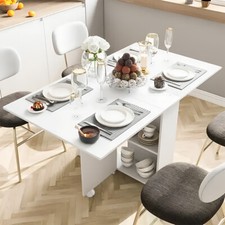 Drop Leaf Dining Table Large Folding Desk Space Saving Kitchen Storage Breakfast