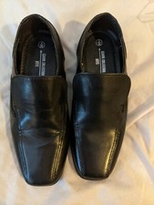 Boys Black Matalan Leather School Wedding Formal Shoes Slip On Size 2 EUR 34 VGC