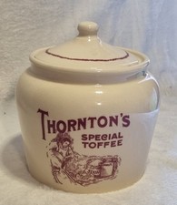 Vintage Thorntons Special Toffee Ceramic Jar Cookie Jar Collectible with lid VGC
