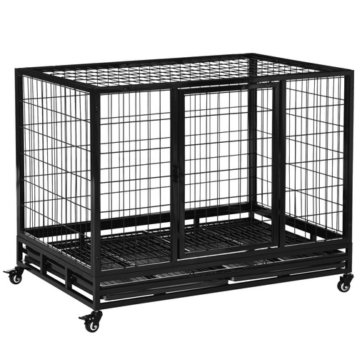 Metal kennel cage with wheels - cage,