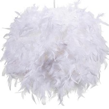 Klass Home 30cm White Feather Light Shade for Ceiling Pendant, Table & Floor Lam