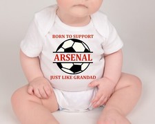 Born to Support Football Team Just Like Grandad Baby Grow vest many teams & size