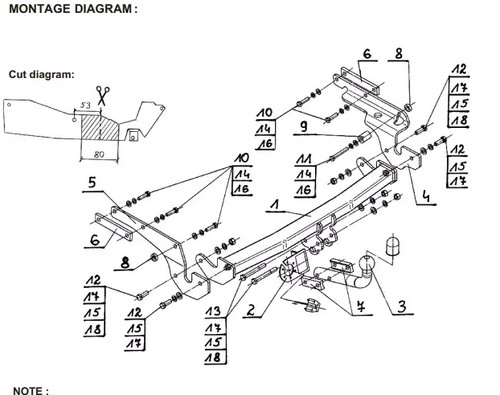 Swan neck tow bar for - for, toyota