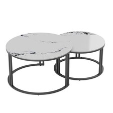 Slate Nesting Coffee Table Accent Large Coffee Table with Aluminum Alloy Frame