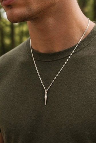 Men silver bullet pendant - men's,