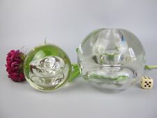 2 Glass Paperweights. Clear