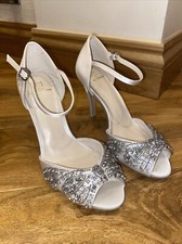 BNOWB JENNY PACKHAM SIZE 4 SATIN DIAMANTE EMBELLISHED PEEP TOE WEDDING HEELS