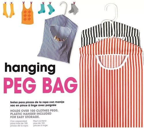 Fabric clothes peg bag - bag, with