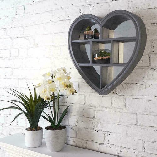 Grey heart mirror shelf - grey, 6