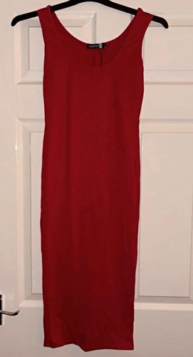 Boohoo red ribbed scoop neck - boohoo,
