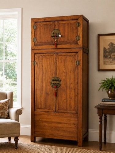 Oriental elm kitchen cupboard - elm,