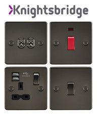 Knightsbridge Flat Plate Gunmetal Full Range, Switches, Sockets, Dimmers & More!