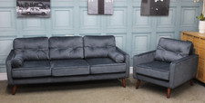 JOHN LEWIS G PLAN, VINTAGE SIXTY FIVE 3 SEATER & CHAIR IN PRAMA MIDNIGHT FABRIC
