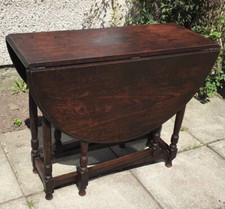 Early 20th C. Oak? Gate Leg Table On Turned Legs. 30” X 36” X 15” (shut).