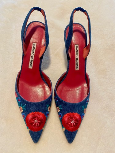 Manolo blahnik denim floral - manolo,