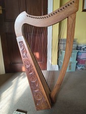 Celtic Lap Harp 22 String Musical Instrument Wooden Carved