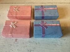 Four Small Multi Function Jewellery Gift Boxes Mottled Pink Blue Satin Decor