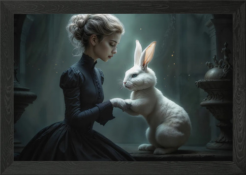 White rabbit framed - rabbit, wall