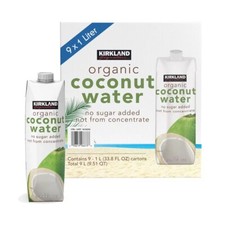 Kirkland Signature Organic Coconut Water Palm Tree No Sugar Carton 9 x 1 Litre