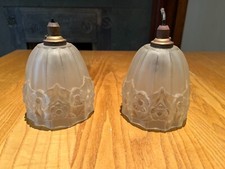 Antique Opaque Glass Lamp Shades /Pendant Lights - A Pair