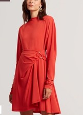 TED BAKER Dress Womens TB 2 UK 10 Mariree Wrapover Long Sleeve Jersey Red Orange