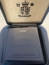 1998 Silver Proof One Pound Coin - Boxed with COA