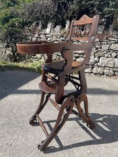 Antique Victorian Metamorphic Childs High Chair / Rocker