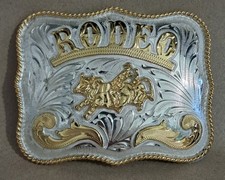 American rodeo Silver Brass Metal Western Belt Buckle.