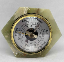 Vintage Weathermaster Onyx Stone Hexagon Barometer