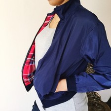Navy blue red tartan check