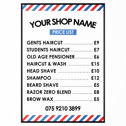 Barber shop price list poster - shop,
