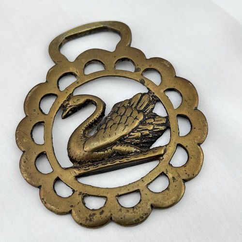 Brass horse medallion - brass, antique