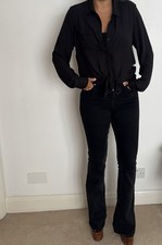 Flares bell bottom jeans mango black washed black boho gothic vamp