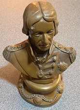 RARE,HEAVY SOLID BRONZE BUST OF LORD NELSON IN MILITARY UNIFORM.SIGNED.20 cm