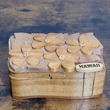 Wooden Puzzle Box Hawaii Flowers