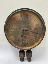 Old Antique Vintage Metal Railway Steam Train Brass Sign GWR Plate Dial Gauge