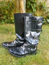 Used Police Motorcyle Motorbike Boots Black Steel Plate Commando Itshide Size 8 