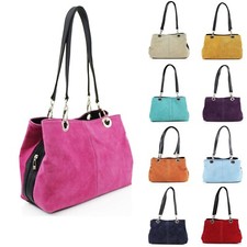 Real Leather Boutique Suede Tote Shoulder Commuting Bag Woman Lady S-Medium UK