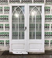 ARCHED 1930S FRENCH DOORS GOTHIC WOODEN TIMBER EXTERNAL EXTERIOR VICTORIAN OLD