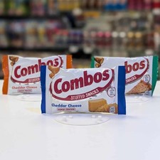 Combos Stuffed Cheese Crackers, Pretzel And Pizzeria Stuffed Snacks x 1 Bag Each