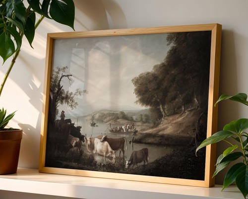 River landscape with cattle - landscape,