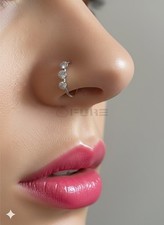 Clip On Fake Nose Ring 3 Gem
