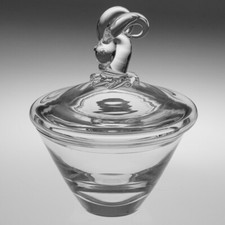 Steuben Glass Covered Dish with Ram's Head Designed 1943