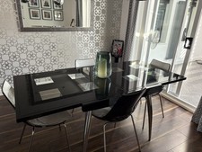 Calligaris Vintage Limited Additional Black With Chrome Legs And Glass Top.