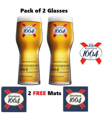 Kronenbourg glass 1664 - kronenbourg, (2pcs)
