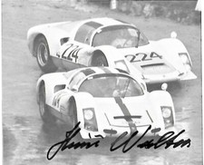 PHOTOGRAPH AUTOGRAPHED Heini Walter in Porsche CARRERA 6 TARGA FLORIO 1966
