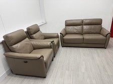 2 Seater + 2x Armchairs Sofas Coffee Leather
