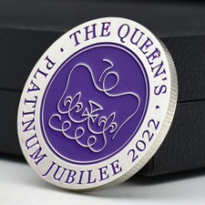 UK Queen Elizabeth 70th Platinum Jubilee Medal silver plated Challenge Coin