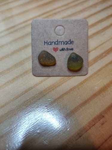 Amber sea glass earrings - amber,sea,