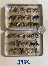 Wheatley Sim Alloy Metal Small Clip Fly Box Dry Flies 51 Flies Trout Fly Fishing